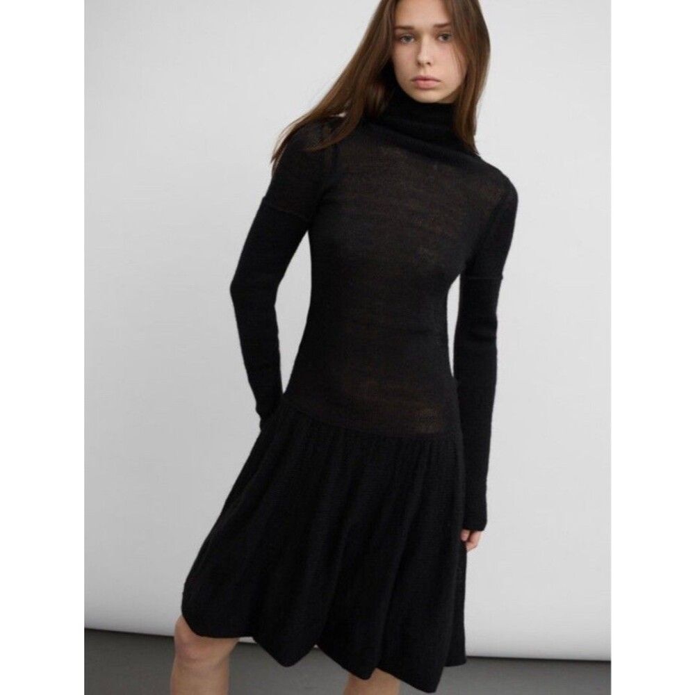 Stefanel Alpaca Knitted Open Back Dress Balloon Sz M
